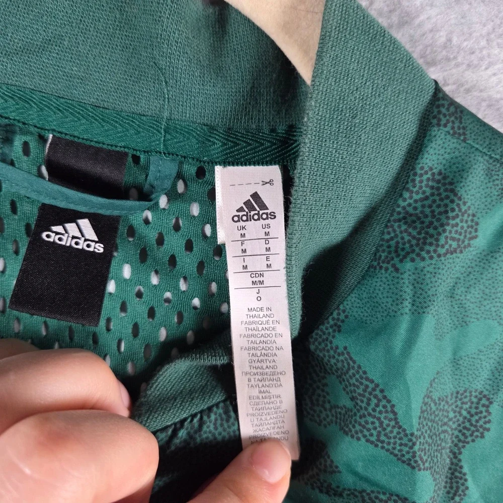 Adidas Windbreaker Jacket Mens Size M Green Camo Full Zip Mesh Lined Excellent